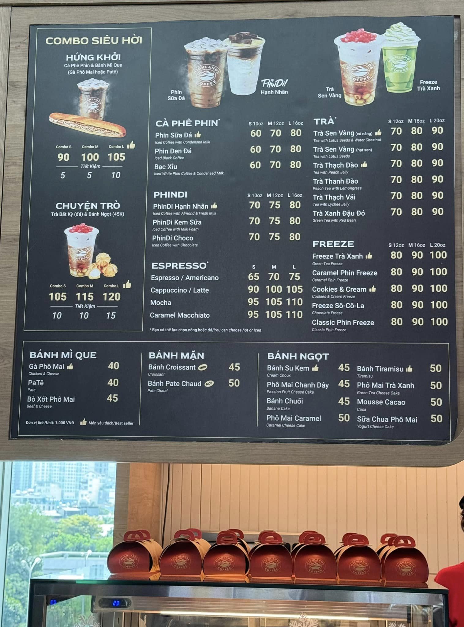 Bảng giá đồ ăn tại sân bay