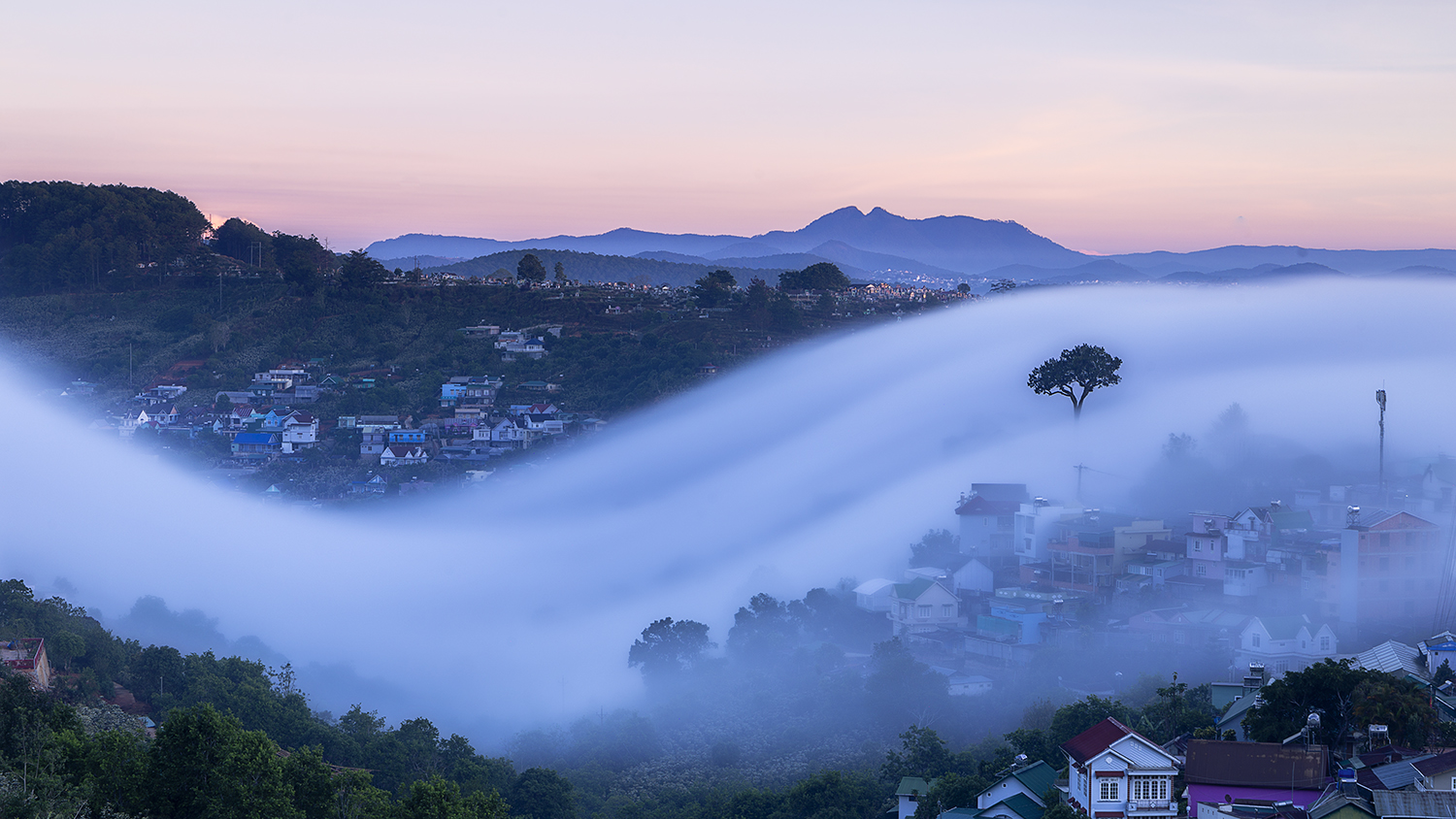 Cảnh săn mây bình minh kỳ ảo