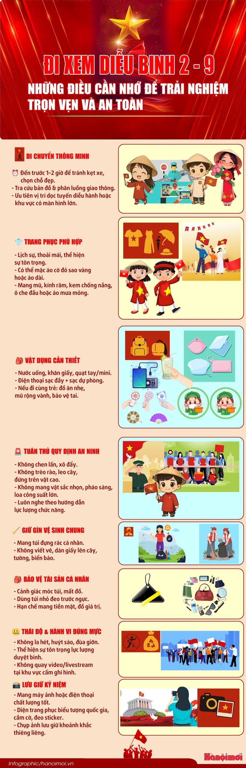 Vật dụng cần chuẩn bị khi đi xem diễu binh