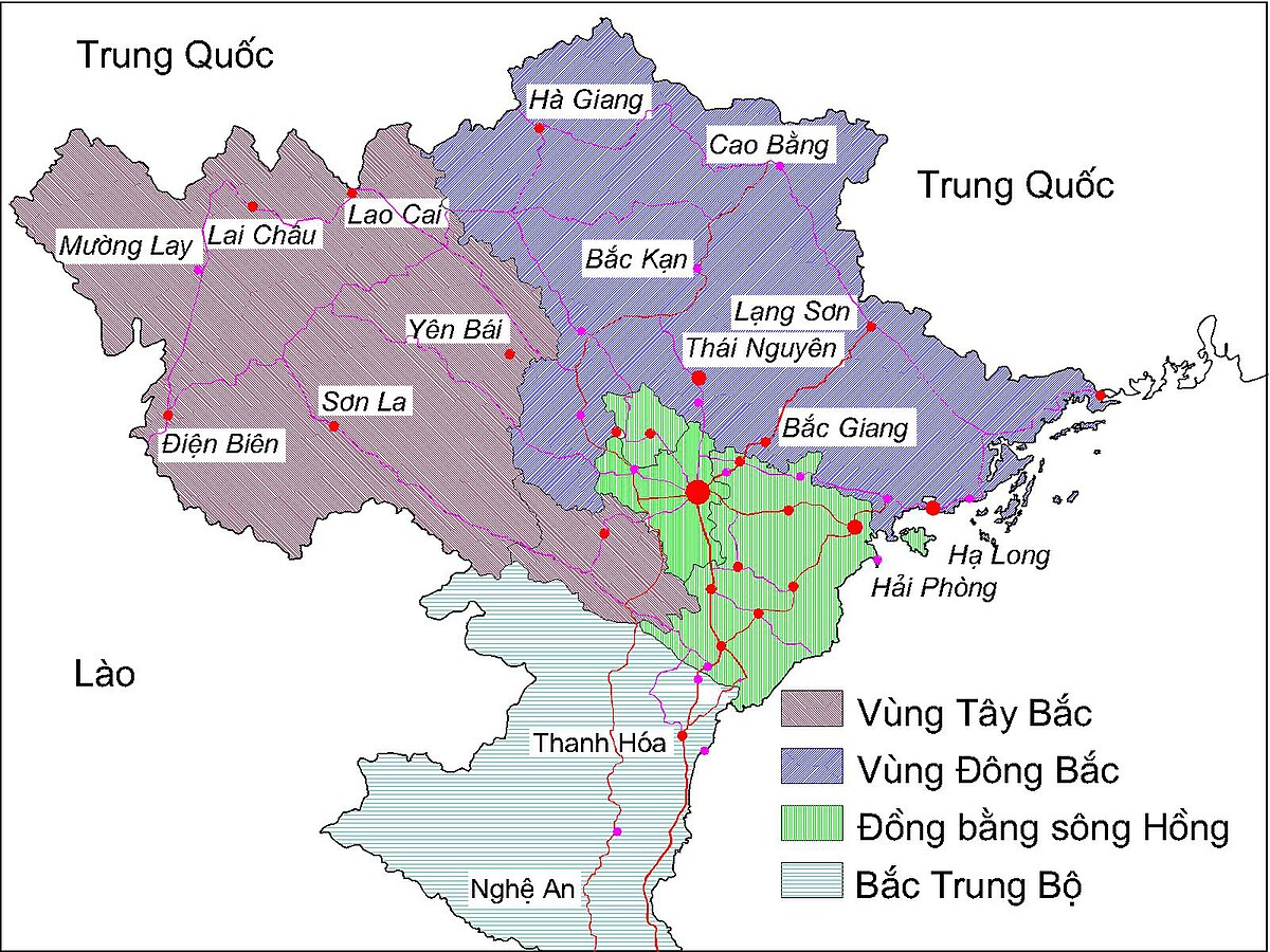 Bản đồ các tỉnh phía Bắc Việt Nam